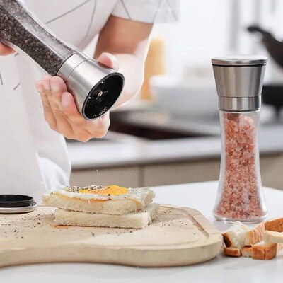 180/200ML Salt and Pepper Shakers Set with Stand Stainless S