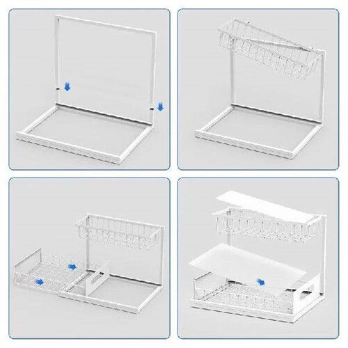 Sink 2 Tier Sliding Cabinet Basket Organizer Drawer