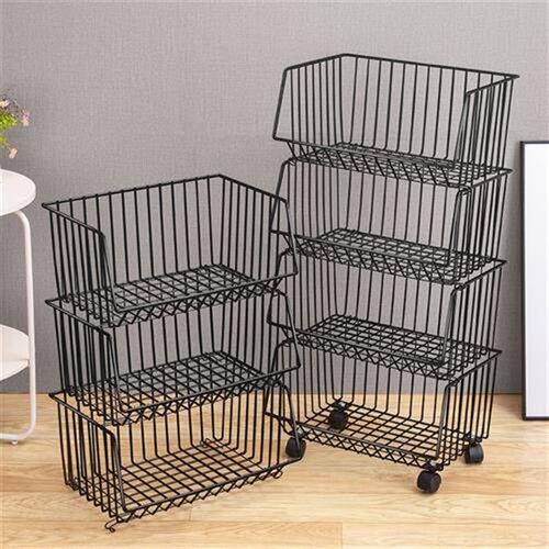 Kitchen shelf owners collect baskets of vegetables and veget