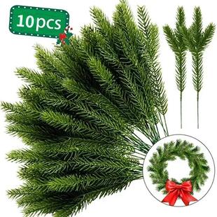 10pcs Christmas Pine Needle Branches Fake Plant Tree Orname
