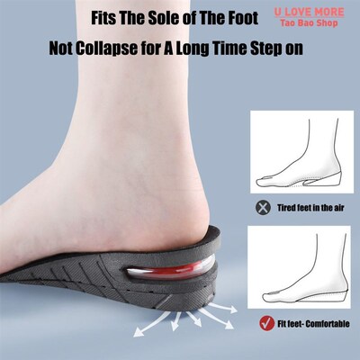 Height Increase Insoles for Men Women Elevator Shoes Cushion