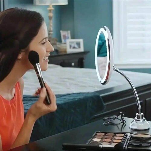 Flexible Gooseneck Makeup Mirror with LED Light 10X Magnifyi