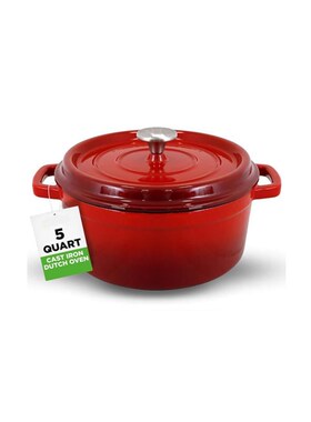 Cast Iron Dutch Oven Pot Bread Baking Casserole Cookware