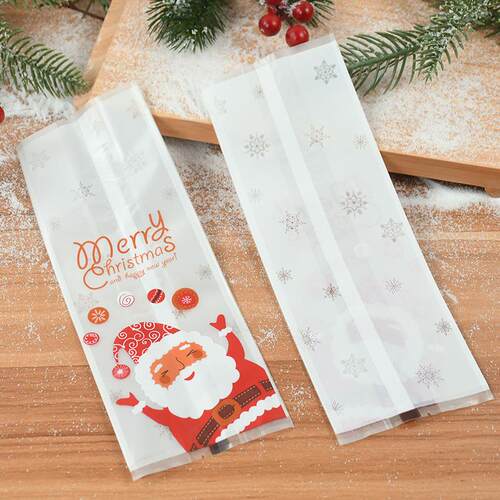 25/50pcs Christmas Candy Cookies Bags Santa Baking Biscuit G