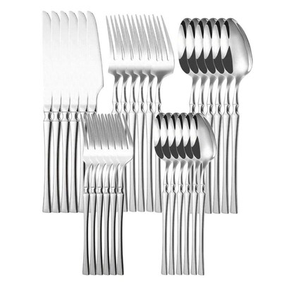20/30/40Pcs Silver Cutlery Stainless Steel Dinnerware Set Fo