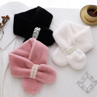 Scarf For Thickened Pearl War Cute Plush Autumn Winter Women