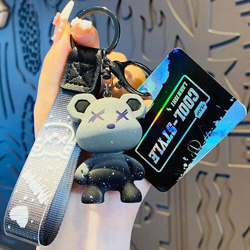 New Graffiti Bear Keychain Cartoon Gradient Color Figure Key