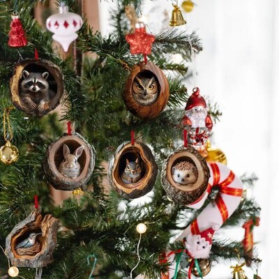 Christmas Raccoon Acrylic Pendant Owl Squirrel Bunny Bird  A