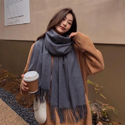 New Black Scarf Cashmere Woman Wool Ladies Scarf Warm Checke