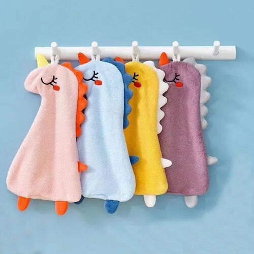 1PC Coral Fleece Hangable Thicken Towel Cartoon Dinosaur Tow