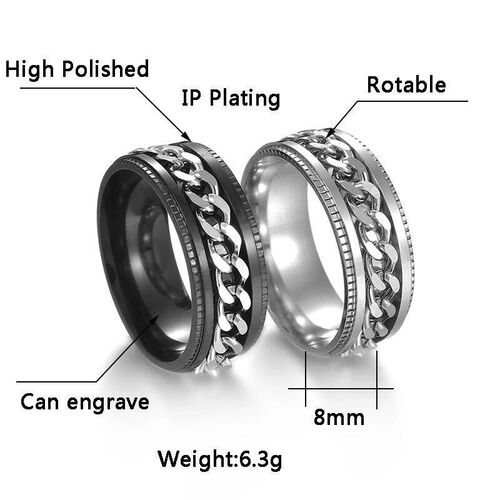 Letdiffery Cool Stainless Steel Rotatable Men Ring High Qual