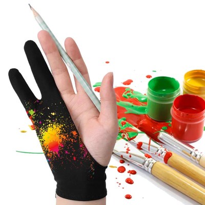 Two Finger Anti-fouling Glove For Artist Drawing Pencil Grap