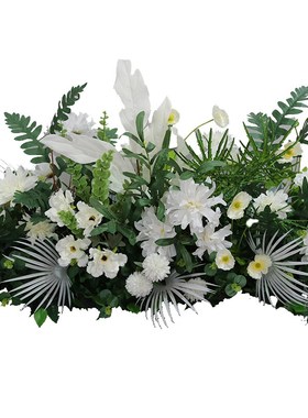 森系白色小清新婚礼场景系花艺仿真花路引花点背景舞台迎宾布置