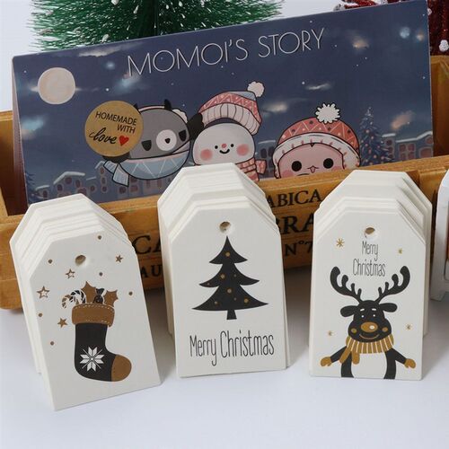 50PCS Christmas Labels Kraft Tag Kraft Paper Hang Tags Party