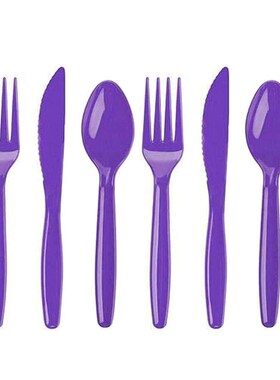 Pure Purple Party Set Disposable Cups, Plates, Paper Tablecl