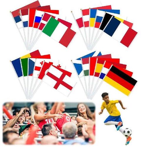 24pcs International World Country Flags with Poles Hand