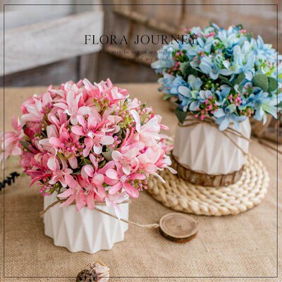 Artificial Flowers Peony Bouquet Silk Rose Vase for Home Dec