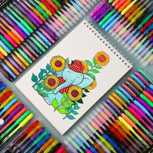 12-60Pcs Metallic Glitter Colors Gel Pens 100 Colored Refill