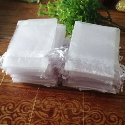 100 pcs/Lot White Organza Drawstrings Bags 7x9 9x12 10x15 13