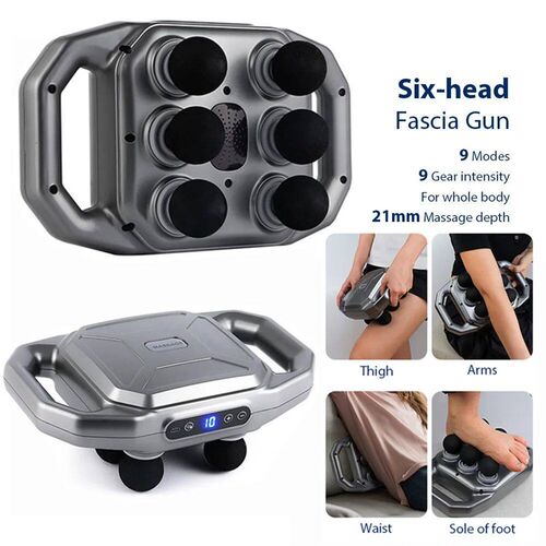 Six-head Fascia Gun High Frequency Vibration Body Massage Gu
