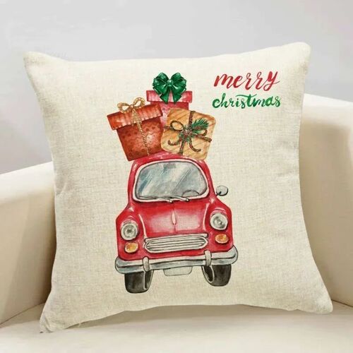 45*45cm 2024 Elk Gift Christmas Tree Print Pillow Cover Home