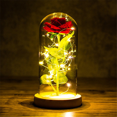 Valentines Day Gift for Girlfriend Eternal Rose LED Light Fo