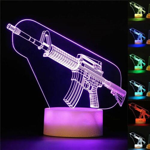 Game Rifle 3d Led Night Light Gaming Desktop Room Decoration