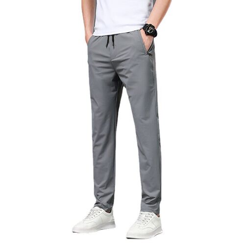 Thin Ice Silk Casual Pants Mens Summer Straight Loose Quick