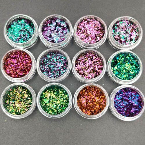 12 Jars/set Chameleon Flake, Color-Changing Mirror Chrome Pi