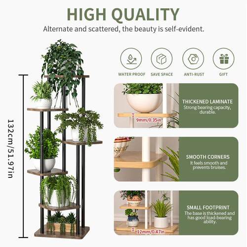 Plant Stand Stand For Flowers Wooden Storage Shelf 4/5/6 Tie