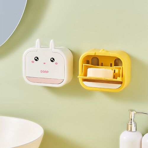 Wall-mounted flip soap box, beauty sponge, cotton swab