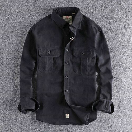 Fashion Wash n-style uniform long-sleeved shirt mens double