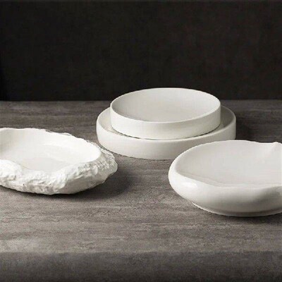 Creative Oval Dish Plate Household White Ceramic Dish