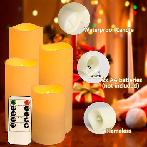 4/10pcs Flameless Candles With Remote, 2/4/6/8H Timer, Outdo