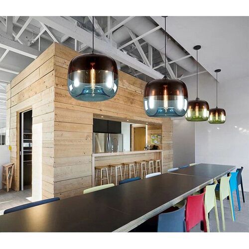 Retro Pendant Light Nordic Green Blue Glass Lighting Fixture