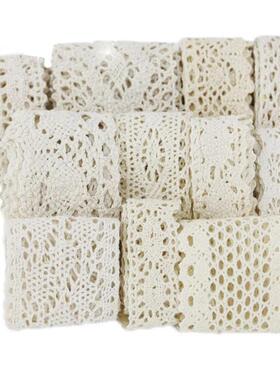 (5Meter/roll) White Beige Cotton Embroidered Lace Net Ribbon