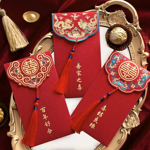 10pcs Red Envelopes New Year 2025 Red Lucky Bag for Weddin1