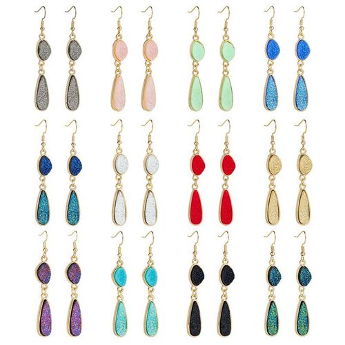 Cluster Earring Fashion Waterdrop Resin Crystal Teeth Stud P