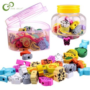 26pcs/lot wooden toys Cartoon Animals Fruit beads Stringing