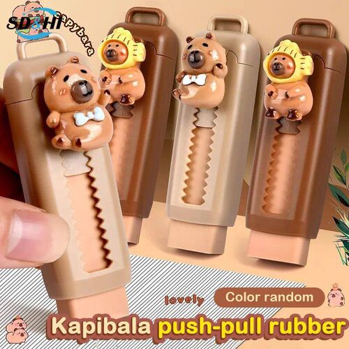 Kawaii Push Pull Capybara Eraser Soft Shool Supplies Clean M