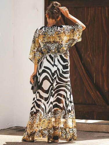 Bikini ver Up Chiffon Beach Kimono Women Leopard Printed Lon