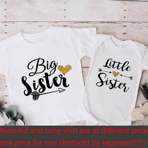 Big Sister Little Sister Siblings Matching Shirts Cartoon Di