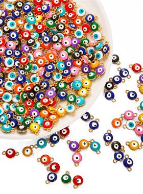 10Pcs 6mm 8mm Mix Color Evil Eye Earring Alloy Connectors Ch