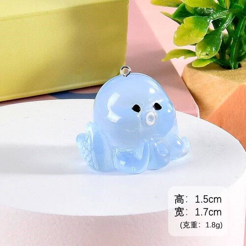 10pcs Cute 3D Luminous octopus Marine animal Charms Resin Pe