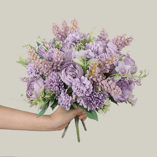 Artificial Flowers Vintage Silk Rose Bouquet Vintage Bride H