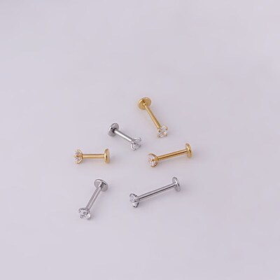 1Pc Stainless Steel Piercing Tragus Stud Crystal Labret Ear