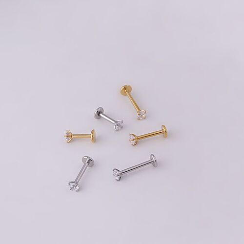 1Pc Stainless Steel Piercing Tragus Stud Crystal Labret Ear