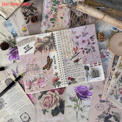 30Sheets Retro Letter Sheet Material Paper Newspaper Planner