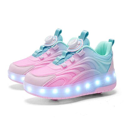 Two Wheels Childrens Led Light Roller Skate Shoes For Kids