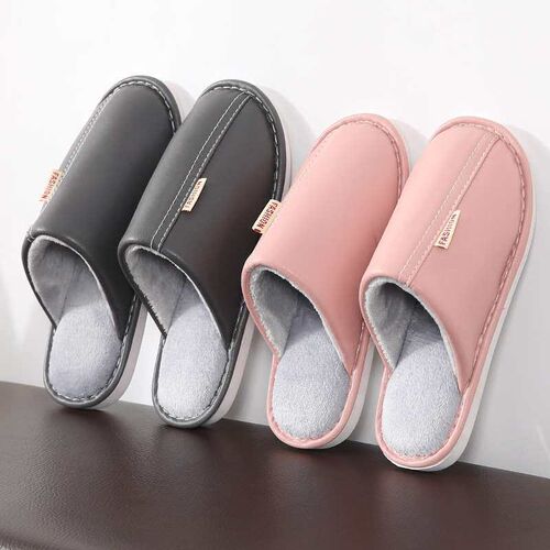 New cotton slippers neutral round head PU cotton shoes sleev